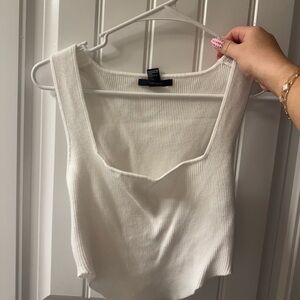 Zara White Ribbed Tank Top